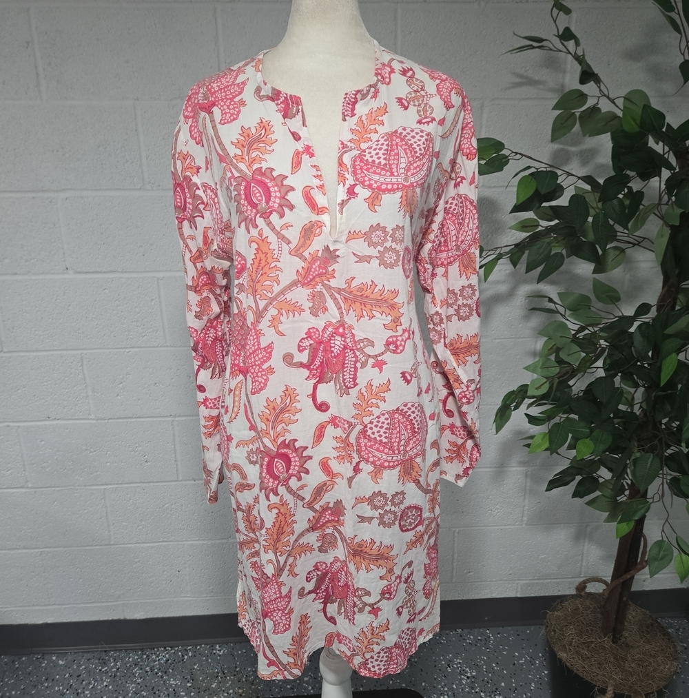 Roberta Roller Rabbit Cotton Paisley Floral Vacation Tunic Top Womens Large